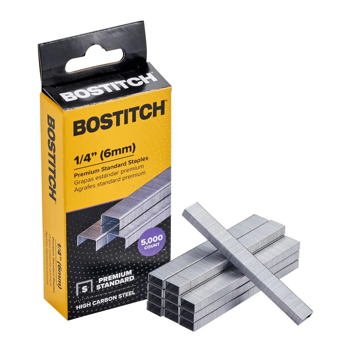 Bostitch Office Standard Staples 1/4" Leg Length 5000 Count | High Carbon Steel for 28 Sheets - main product image