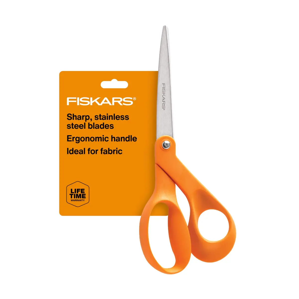 Fiskars 8" Original Orange-Handled Stainless Steel Scissors | 20.32 cm (8 Inch) All-Purpose Paper and Fabric Scissors - main product image