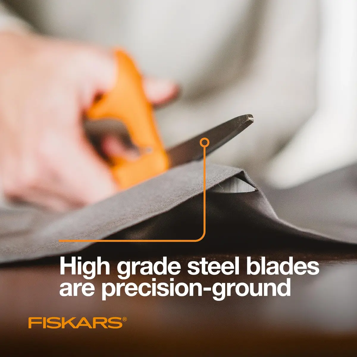 Fiskars 8" Original Orange-Handled Stainless Steel Scissors | 20.32 cm (8 Inch) All-Purpose Paper and Fabric Scissors - view 3