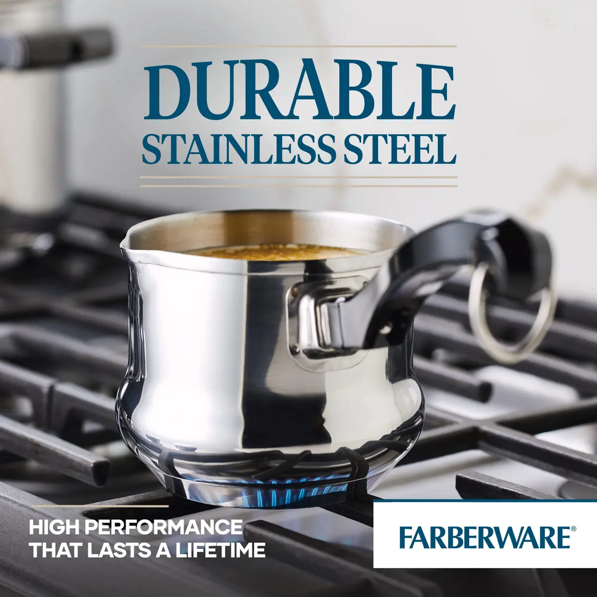 Farberware Classic Series Stainless Steel Butter Warmer Melting Pot | Compact 0.6 Quarts for Melting & Heating - view 6
