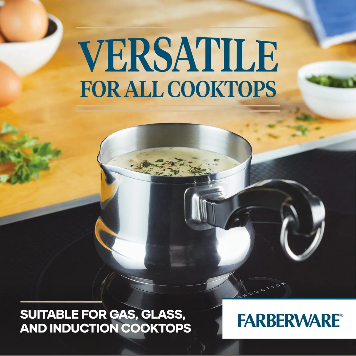 Farberware Classic Series Stainless Steel Butter Warmer Melting Pot | Compact 0.6 Quarts for Melting & Heating - view 3