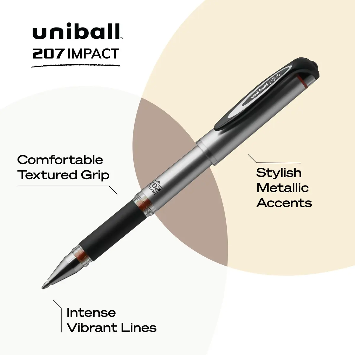 Uni-Ball Gel Impact Pen 1.0mm Red | Bold, Water & Fade-Resistant, Refillable - view 3