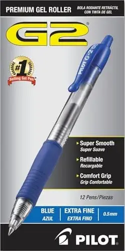 PILOT G2 Premium Gel Roller Pens, Extra Fine Point 0.5 mm, Blue Ink, Pack of 12 | Smooth Writing Instrument - main product image