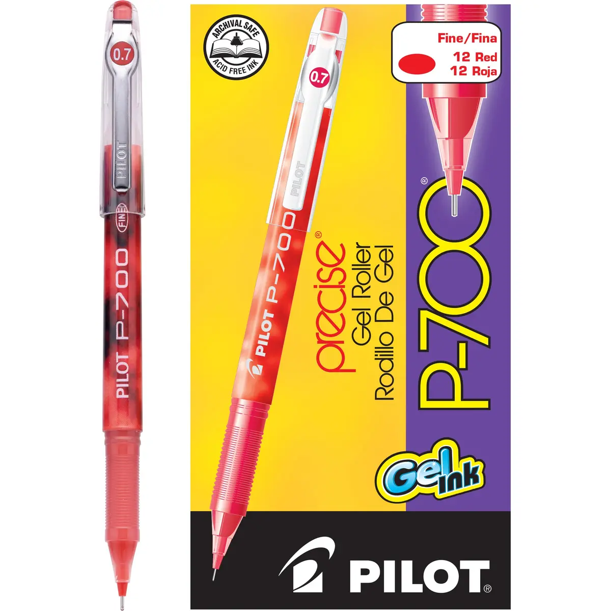 PILOT Precise P-700 Gel Ink Rollerball Pen 0.7mm | Smooth, Precise, Smudge-Proof Red Ink - main product image