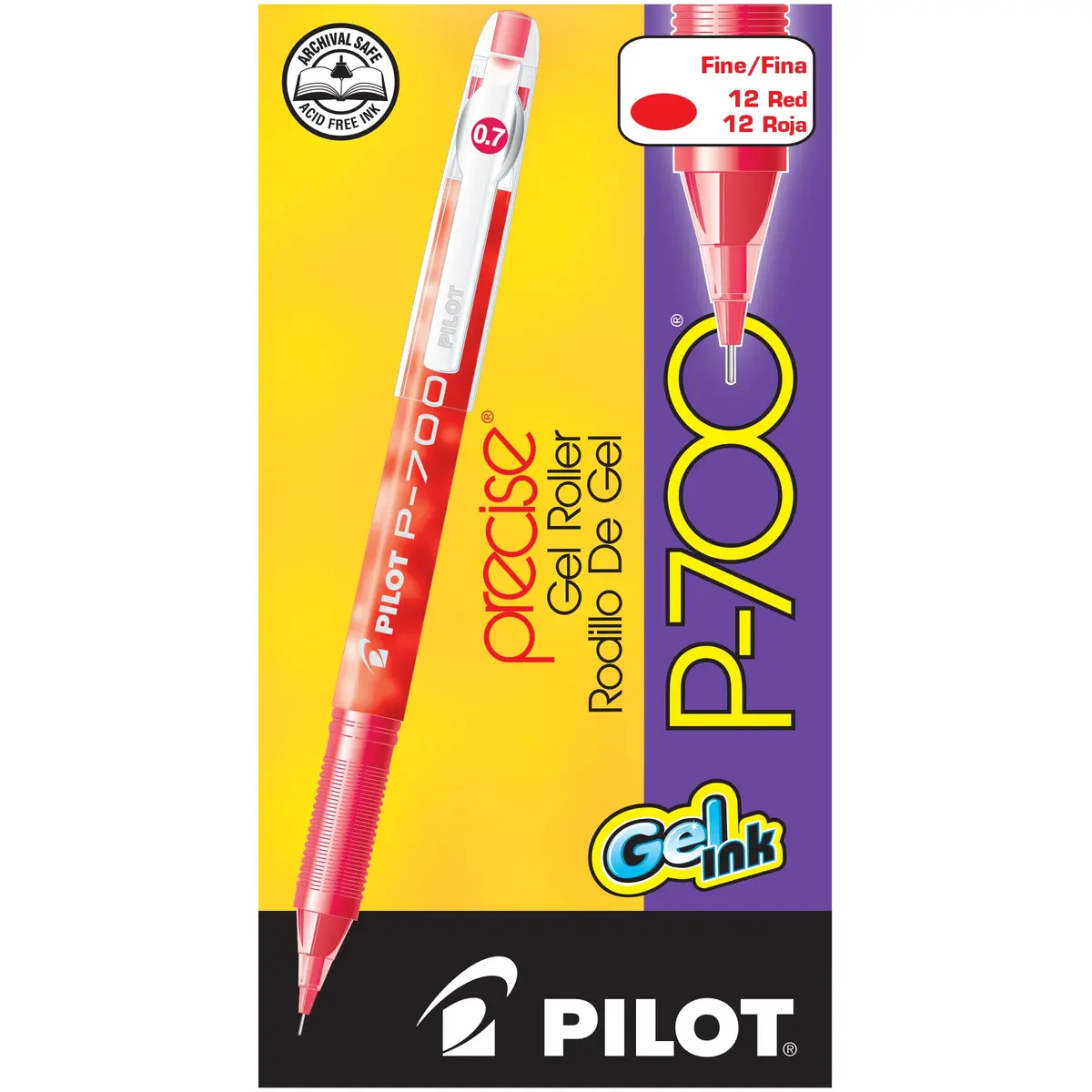 PILOT Precise P-700 Gel Ink Rollerball Pen 0.7mm | Smooth, Precise, Smudge-Proof Red Ink - view 2