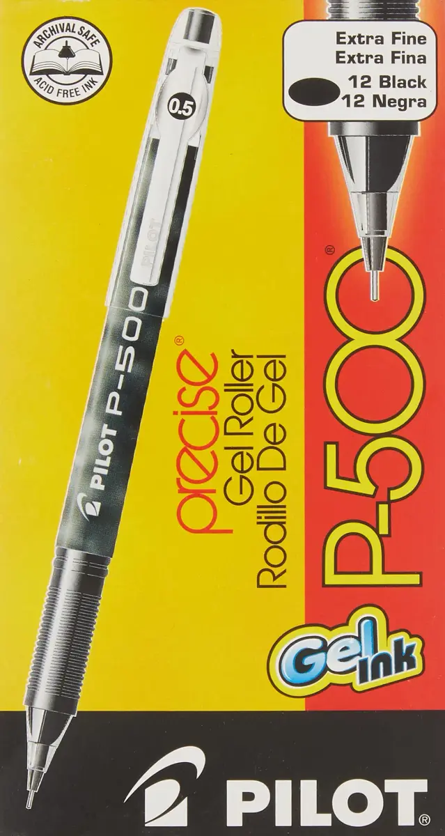PILOT Precise P-700 Gel Ink Rolling Ball Pens, Extra Fine 0.5mm Black Ink, 12 Count | Smooth Writing & Smudge-Proof - view 3