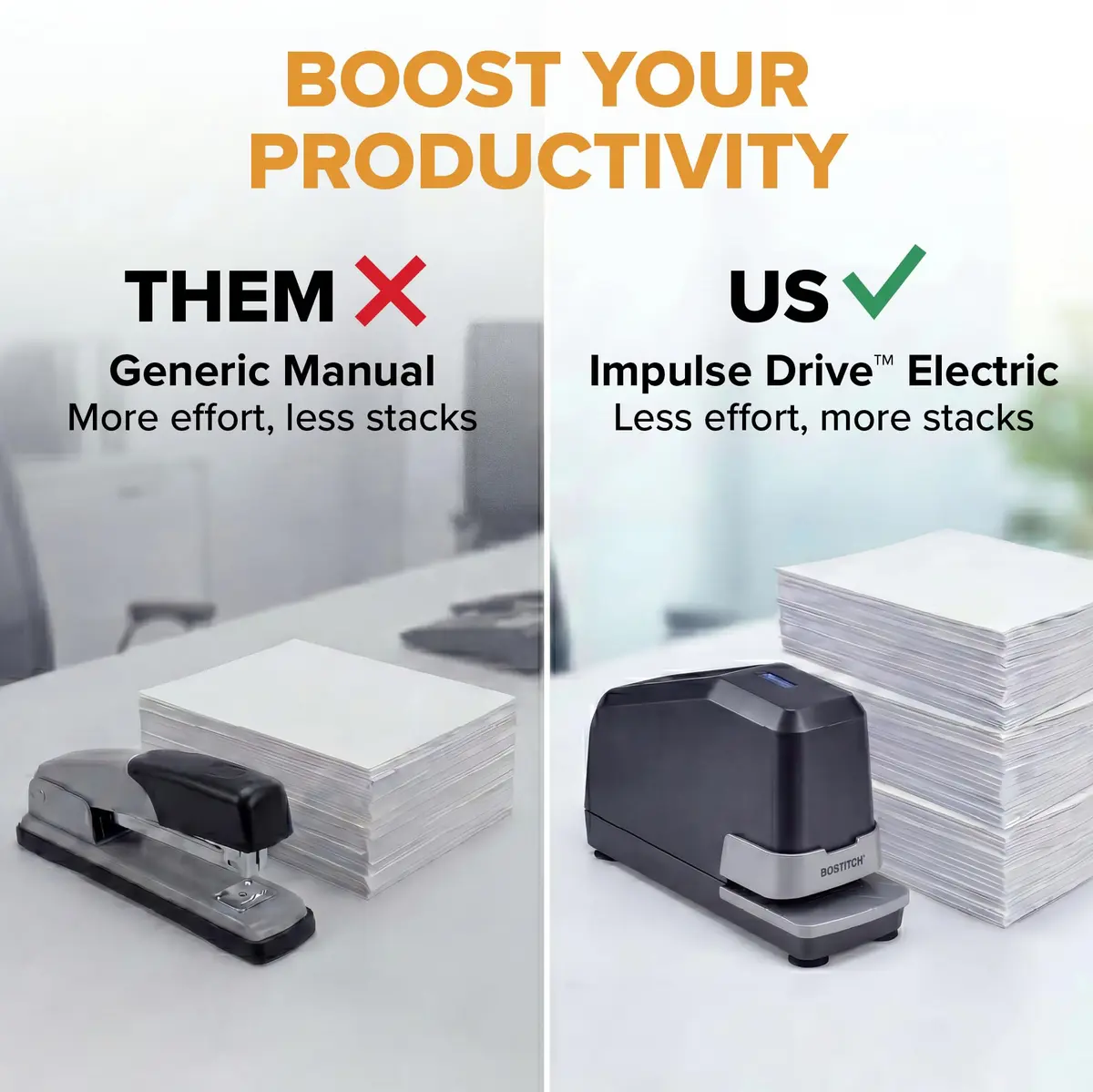 Bostitch Office Impulse Heavy Duty Electric Stapler Value Pack 2.5 lb (1.13 kg) | Staples up to 45 Sheets - view 7
