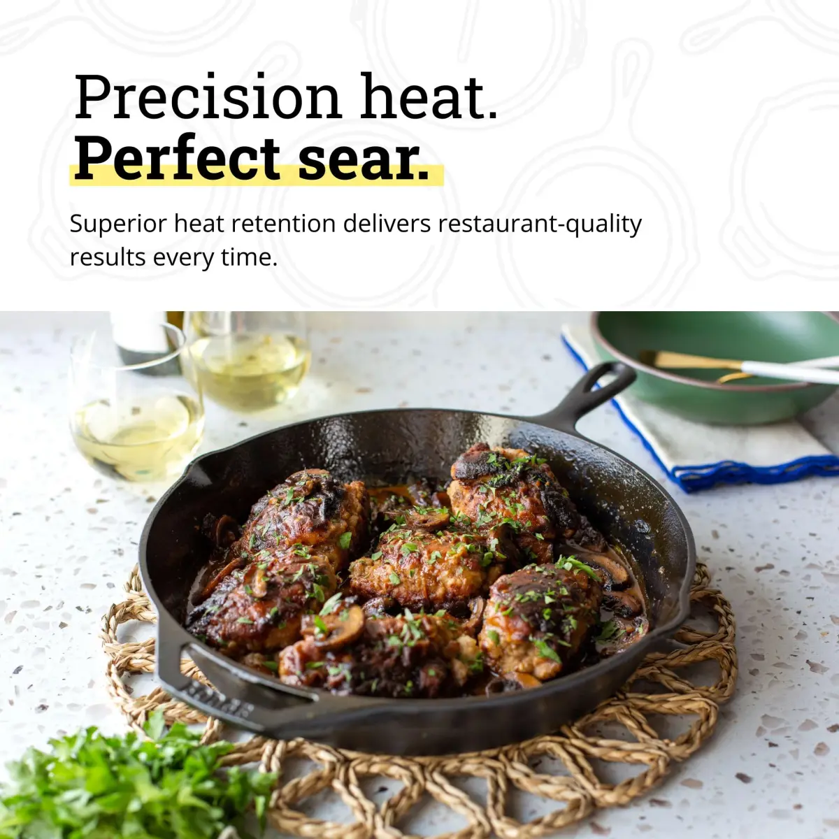 Lodge Seasoned Cast Iron Skillet 12 Inches (30 cm) | Naturally Non-Stick & Oven Safe - view 6