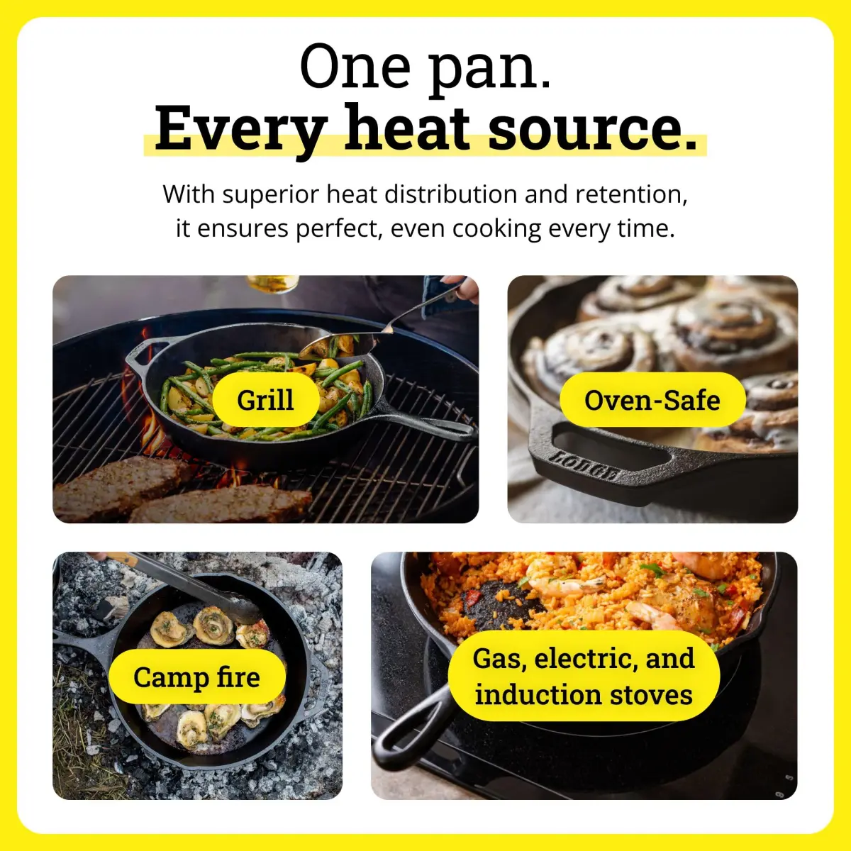 Lodge Seasoned Cast Iron Skillet 12 Inches (30 cm) | Naturally Non-Stick & Oven Safe - view 7