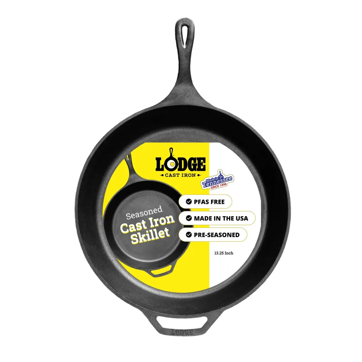 Lodge Seasoned Cast Iron Skillet 13.25 Inches (33.65 cm) | Heavy-Duty, Non-Stick, Oven-Safe Cookware - main product image