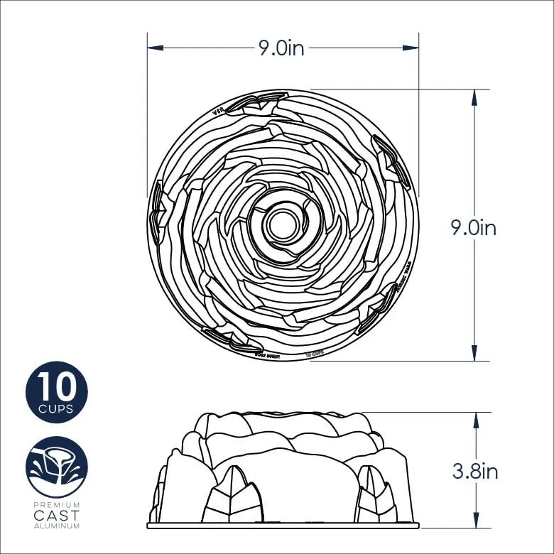 Nordic Ware Rose Cast Aluminum Bundt Pan | 10-Cup Capacity, Even Baking, Nonstick, Made in USA - view 5