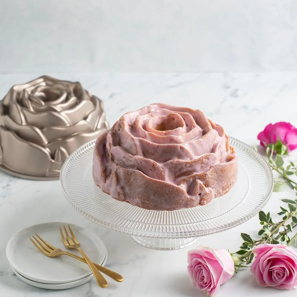 Nordic Ware Rose Cast Aluminum Bundt Pan | 10-Cup Capacity, Even Baking, Nonstick, Made in USA - view 2