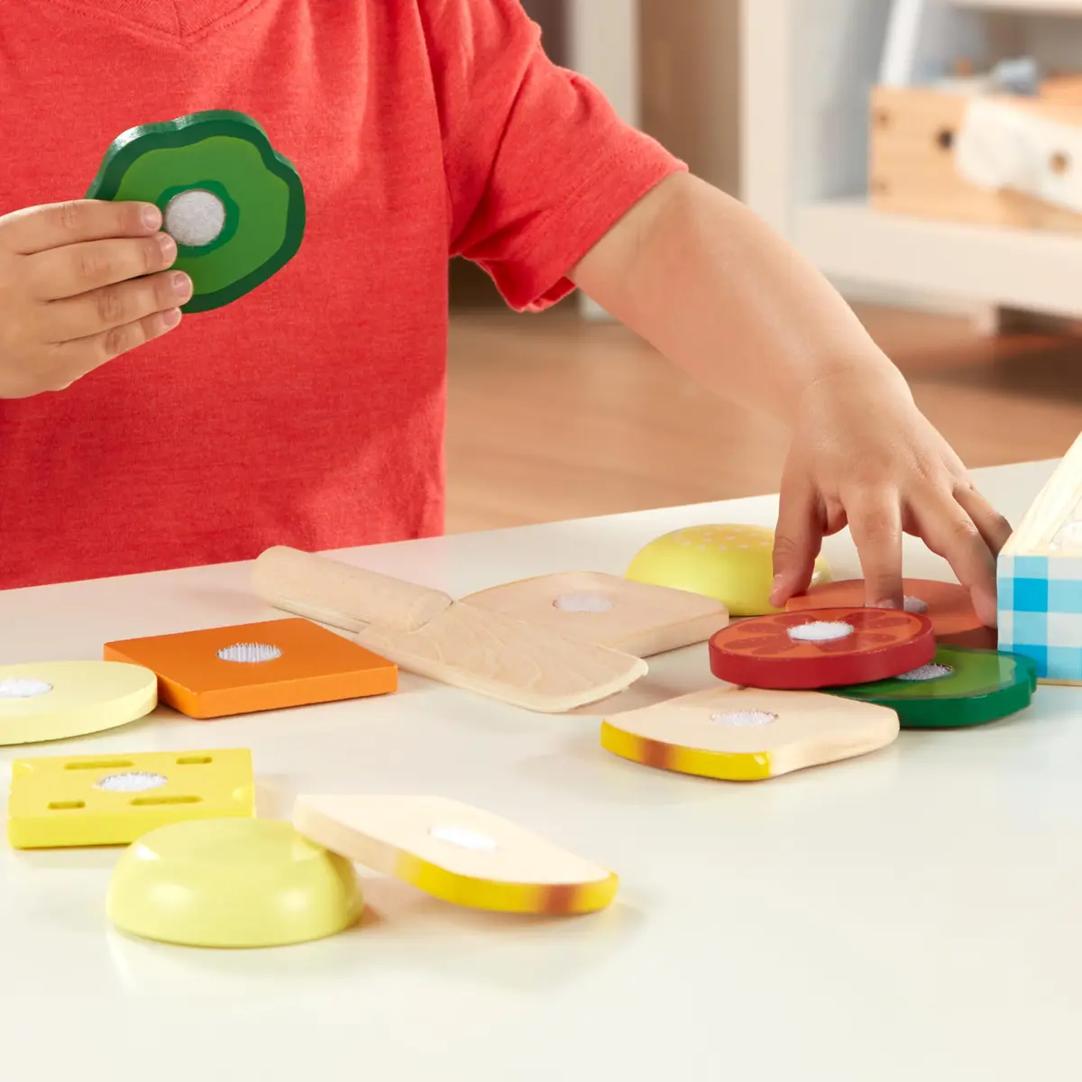 Melissa & Doug Wooden Sandwich-Making Pretend Play Food Set for Kids Ages 3+ | 16 Wooden Ingredients, Realistic Details - view 8