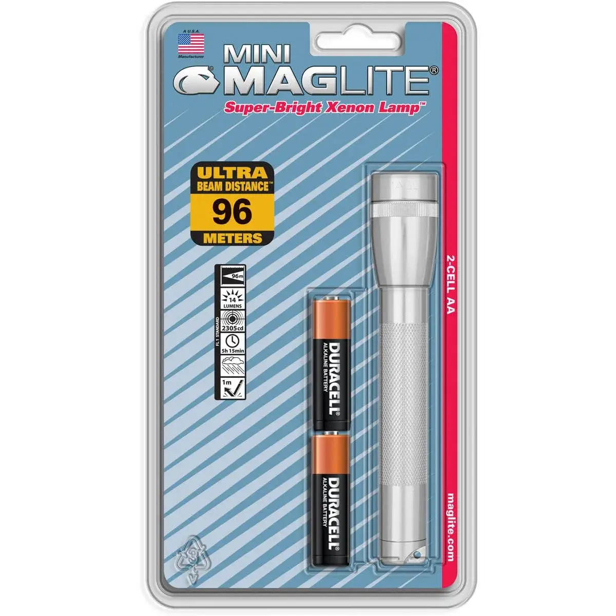 MagLite Mini Incandescent 2-Cell AA Flashlight - Silver | 14 Lumens, 6-Hour Runtime - view 2
