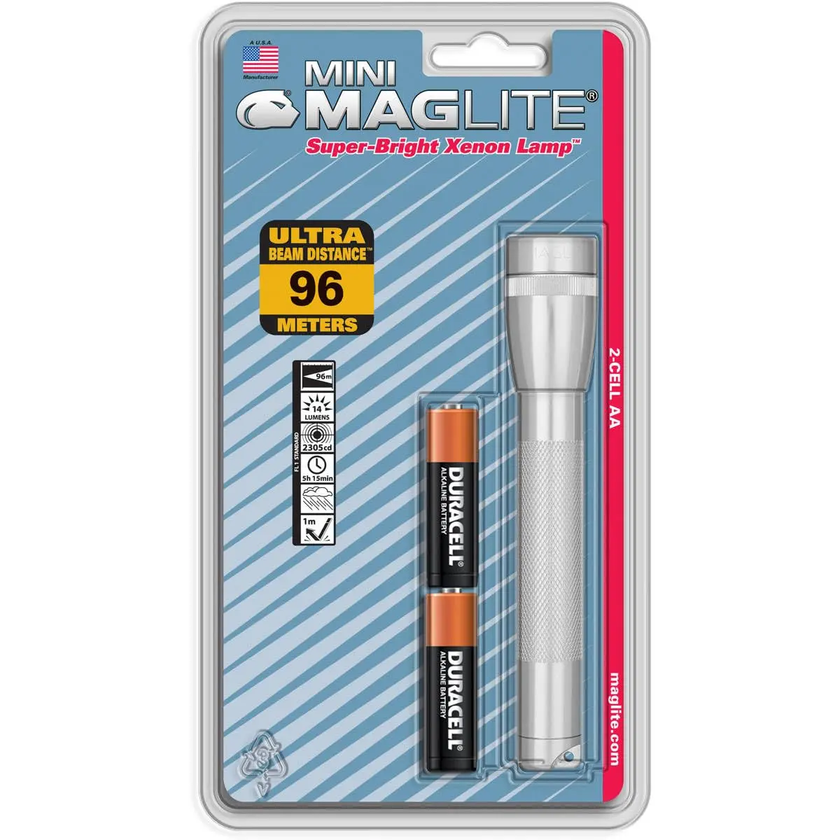 MagLite Mini Incandescent 2-Cell AA Flashlight | Classic American Design, Silver - view 2
