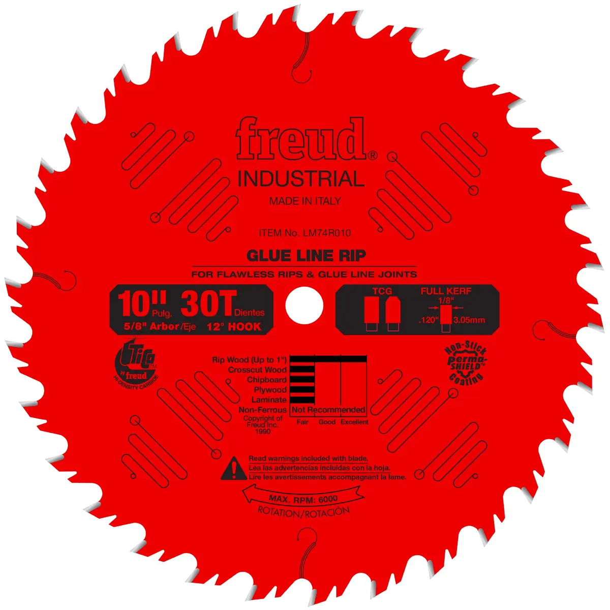 Freud 10-Inch 30 Tooth TCG Glue Line Ripping Saw Blade | Heavy-Duty, Smooth Finish, Long Life - main product image