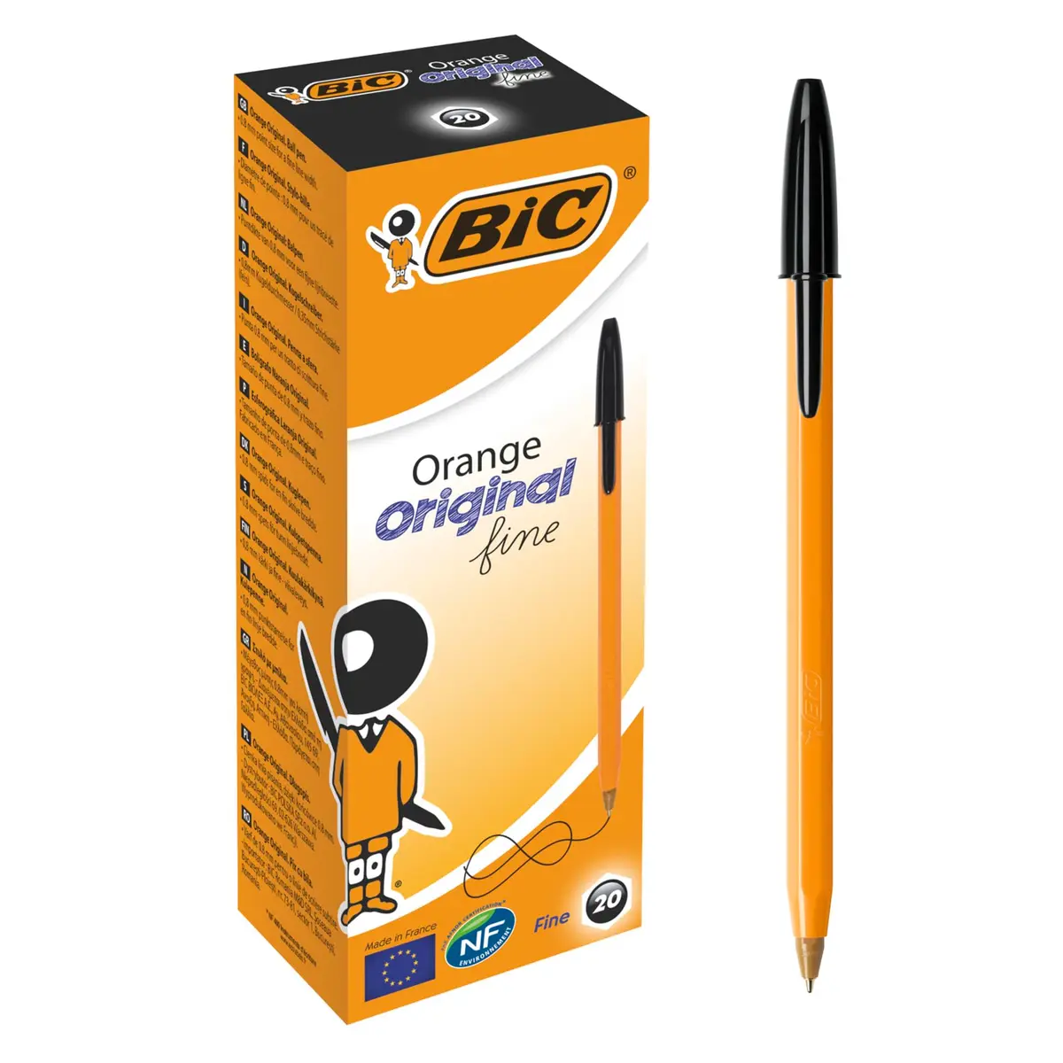 BIC Orange Fine Ballpoint Pen 0.8mm | Long-Lasting Ink, Precise Fine Point (20 Pack) - main product image