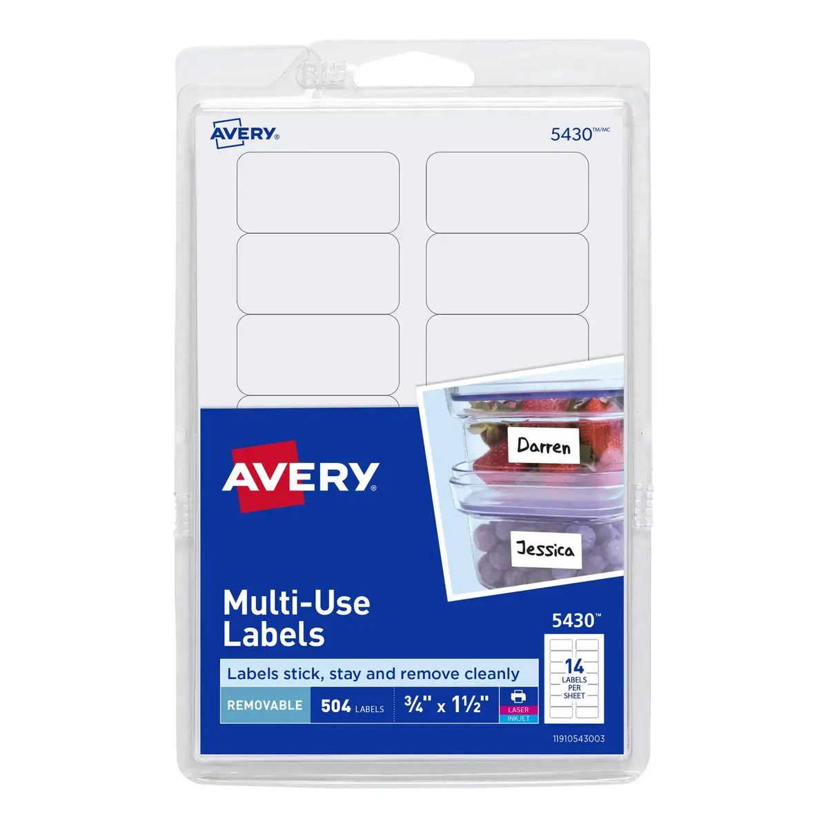 Avery Removable Labels 0.75" x 1.5" | Customizable, Easy to Remove, Compatible with Laser & Inkjet Printers - main product image