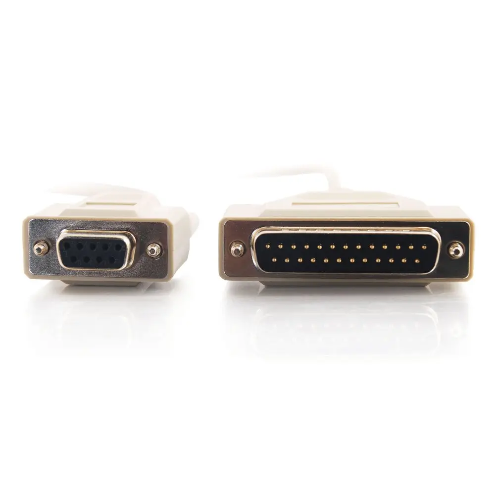 C2G DB25 Male to DB9 Female Serial RS232 Null Modem Cable 6 Feet Beige - view 2
