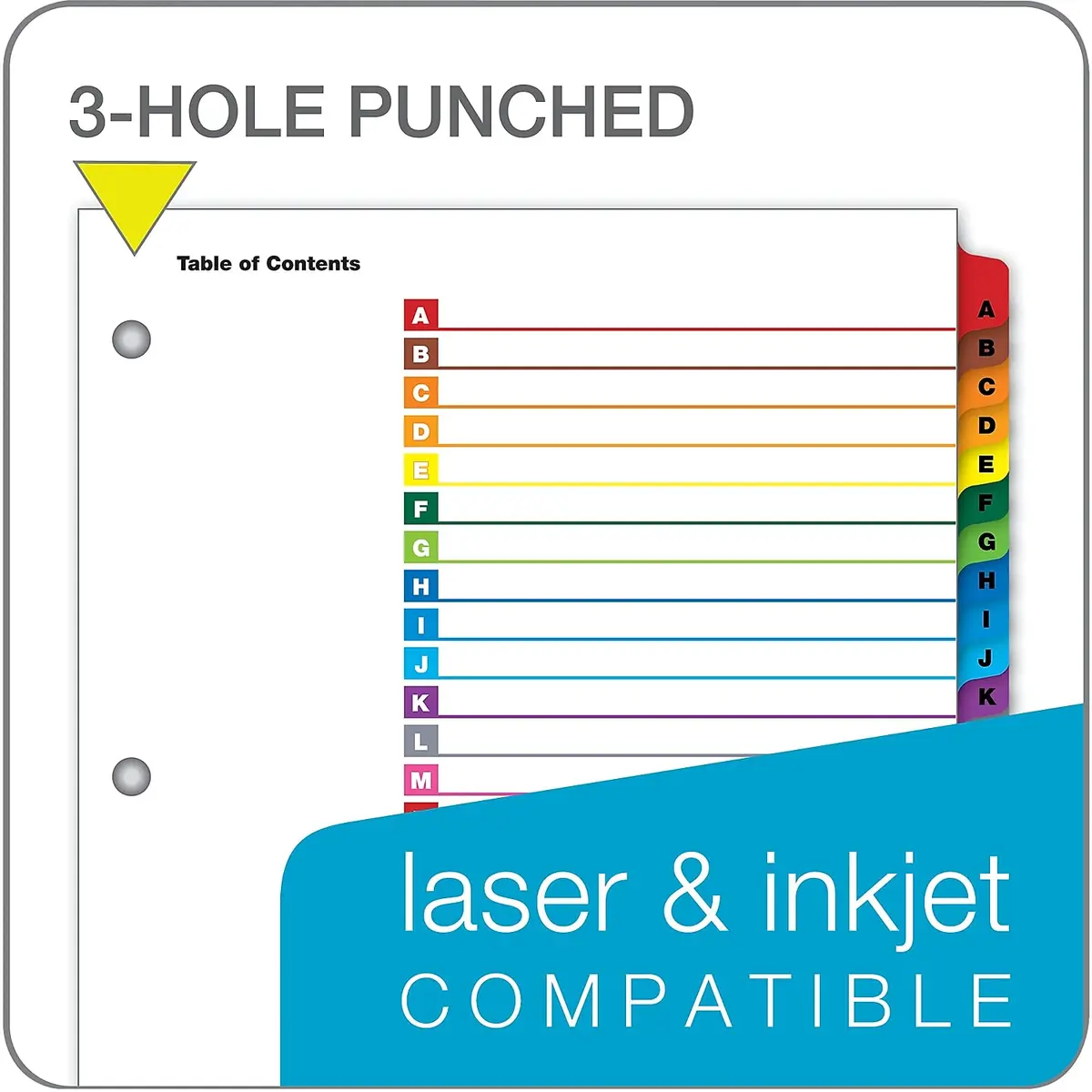 Cardinal Binder Dividers, A–Z Tab, Reversible Multicolor, Lettered, 1 Set (60218) | Customizable Table of Contents - view 5