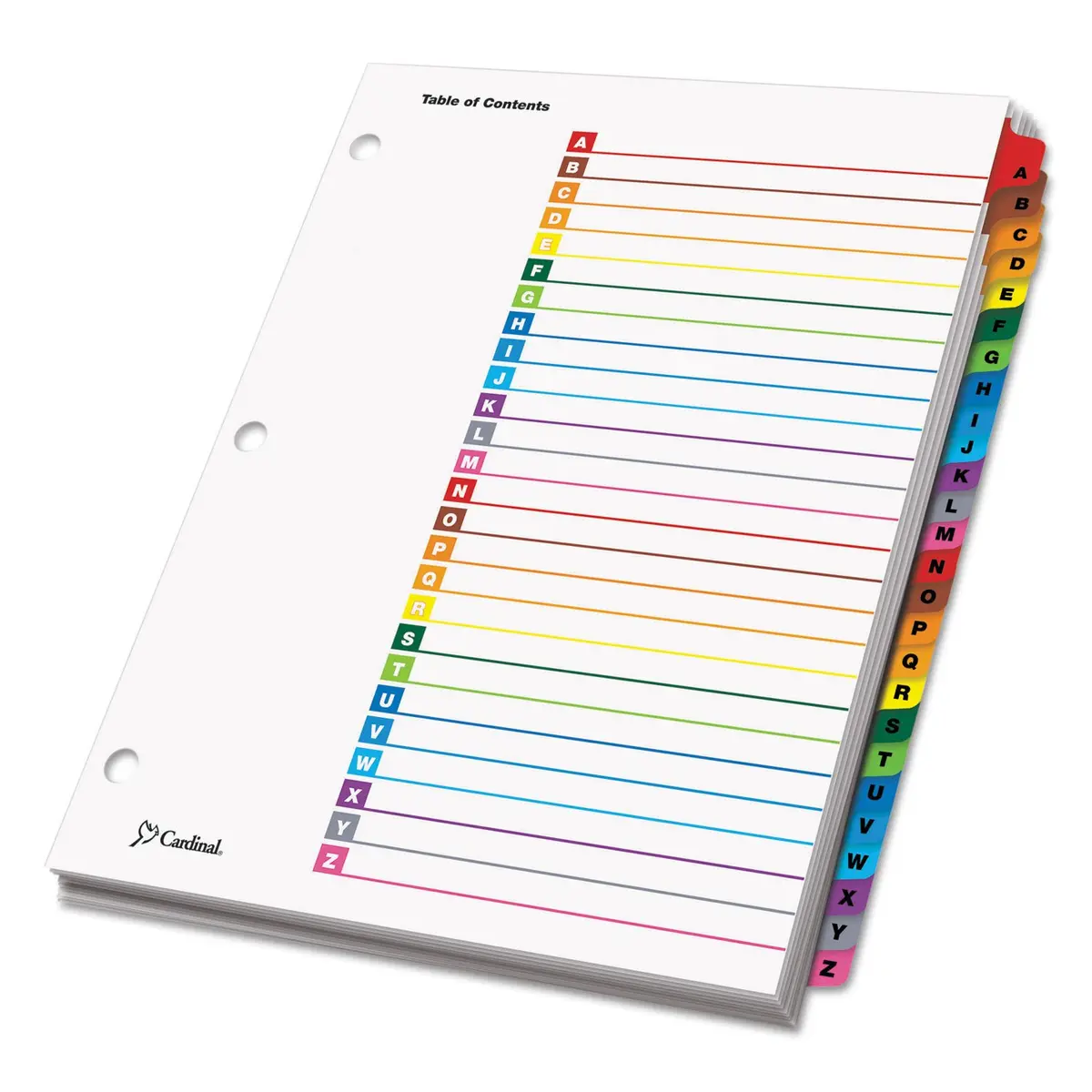 Cardinal Binder Dividers, A–Z Tab, Reversible Multicolor, Lettered, 1 Set (60218) | Customizable Table of Contents - view 2