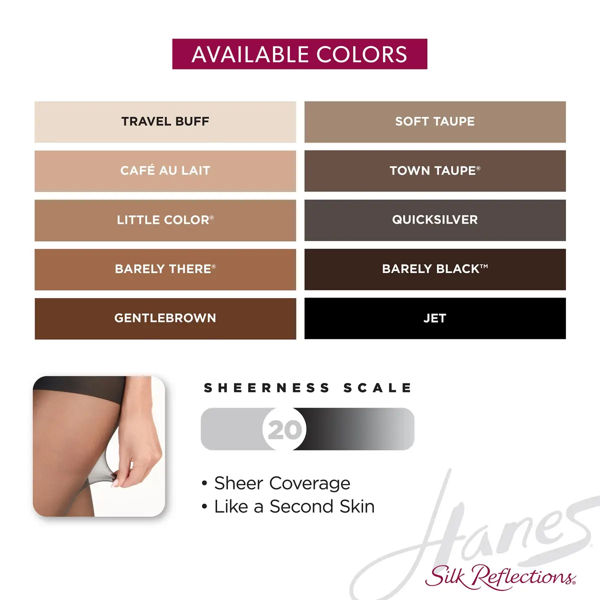 Hanes Silk Reflections Sheer Toe Pantyhose Size C-D | Silky Sheer, Non Control, Jet Black, Pack of 1 - view 5