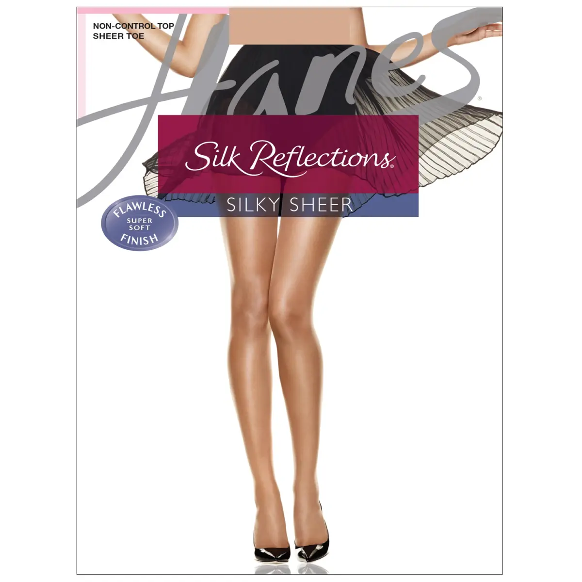 Hanes Silk Reflections Sheer Toe Pantyhose Size C-D | Silky Sheer, Non Control, Jet Black, Pack of 1 - view 4
