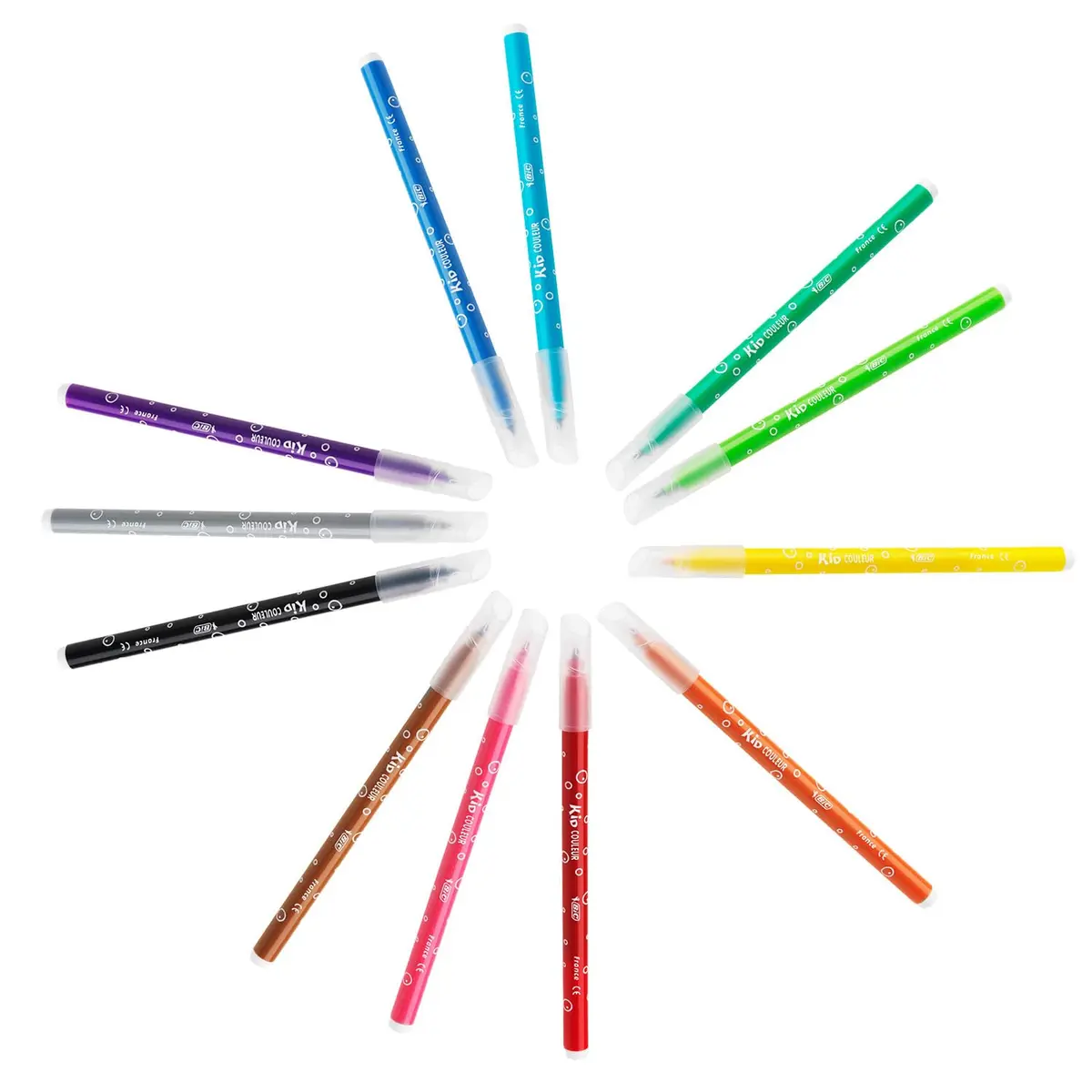 BIC Kids Kid Couleur Felt Tip Colouring Pens - Assorted Colours, Cardboard Wallet of 12 | Washable & Safe for Kids 5+ - view 2