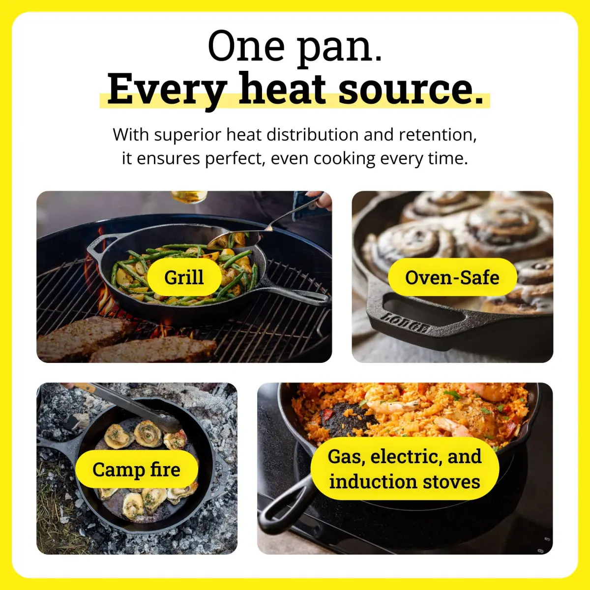 Lodge 8-Inch Cast Iron Skillet | Heavy-Duty, Pre-Seasoned for All Stovetops & Ovens - view 7