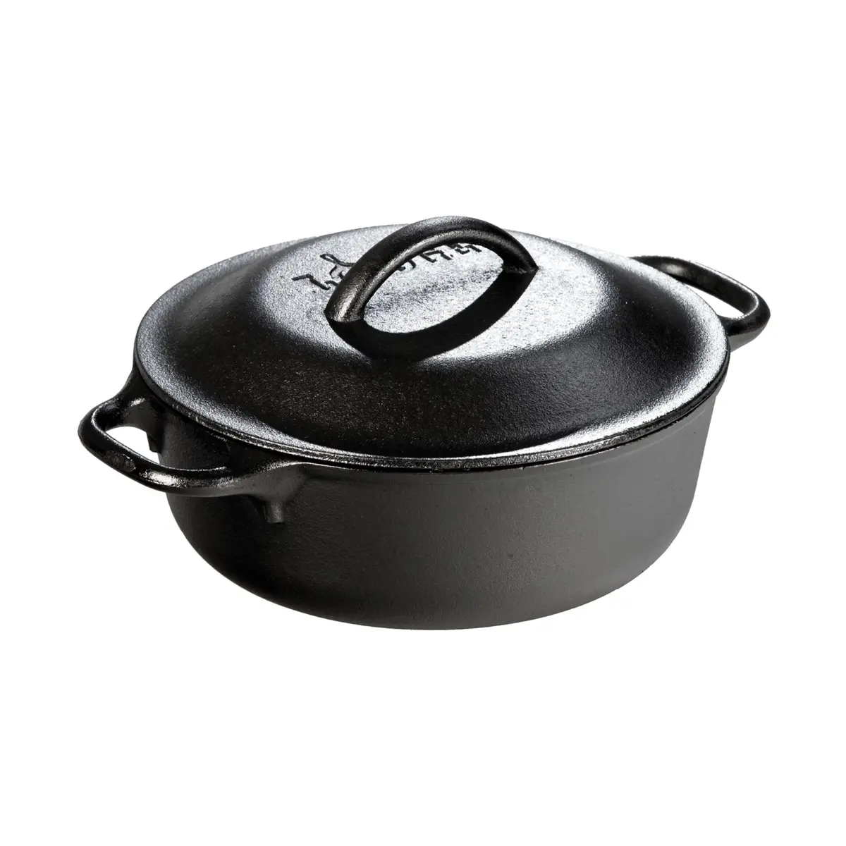 Lodge Cast Iron Dutch Oven with Loop Handle, Oven-Safe, 2 Quart (1.89 Litres) | Versatile 2-in-1 Skillet & Pot for Indian Kitchens - main product image