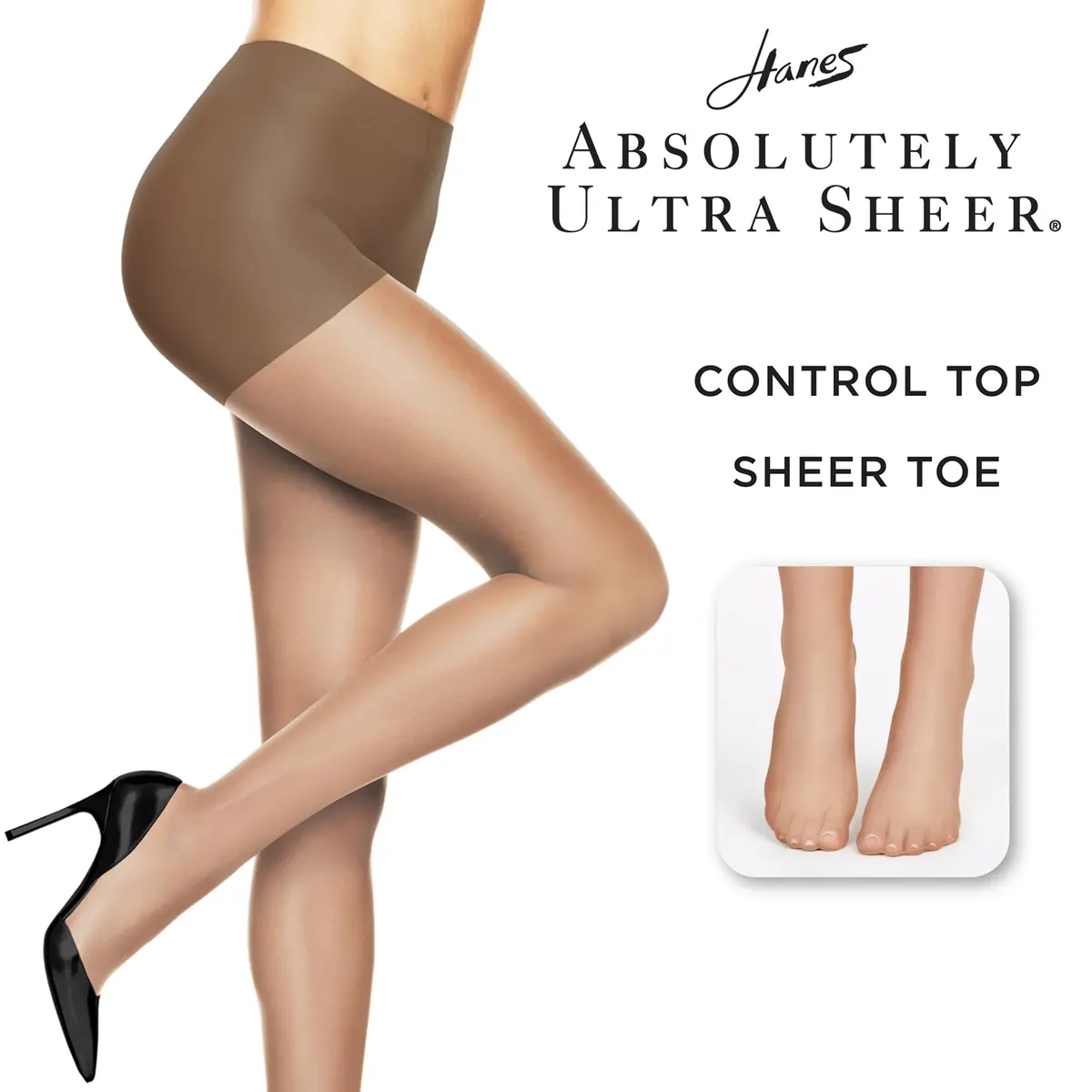 Hanes Absolutely Ultra Sheer Women's Pantyhose, Control Top, Sheer Toe, Gentle Brown, Size C (Pack of 1) - view 4