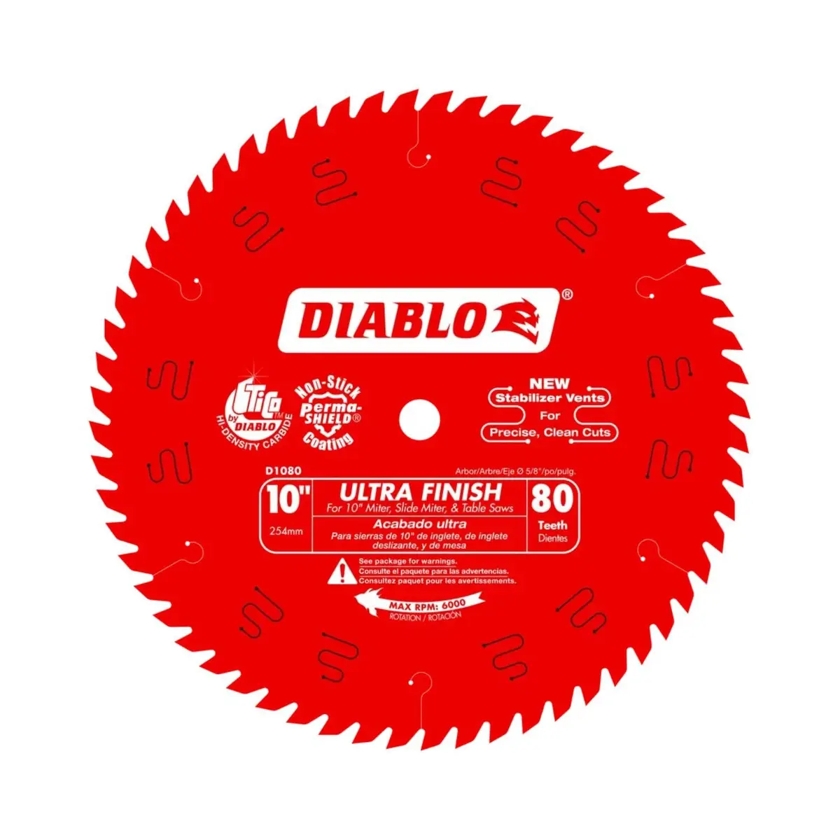 Diablo Ultra Finish Saw Blade for Wood - 10" Diameter, 80 Hi-ATB Teeth | Fine Crosscut Finish - view 3