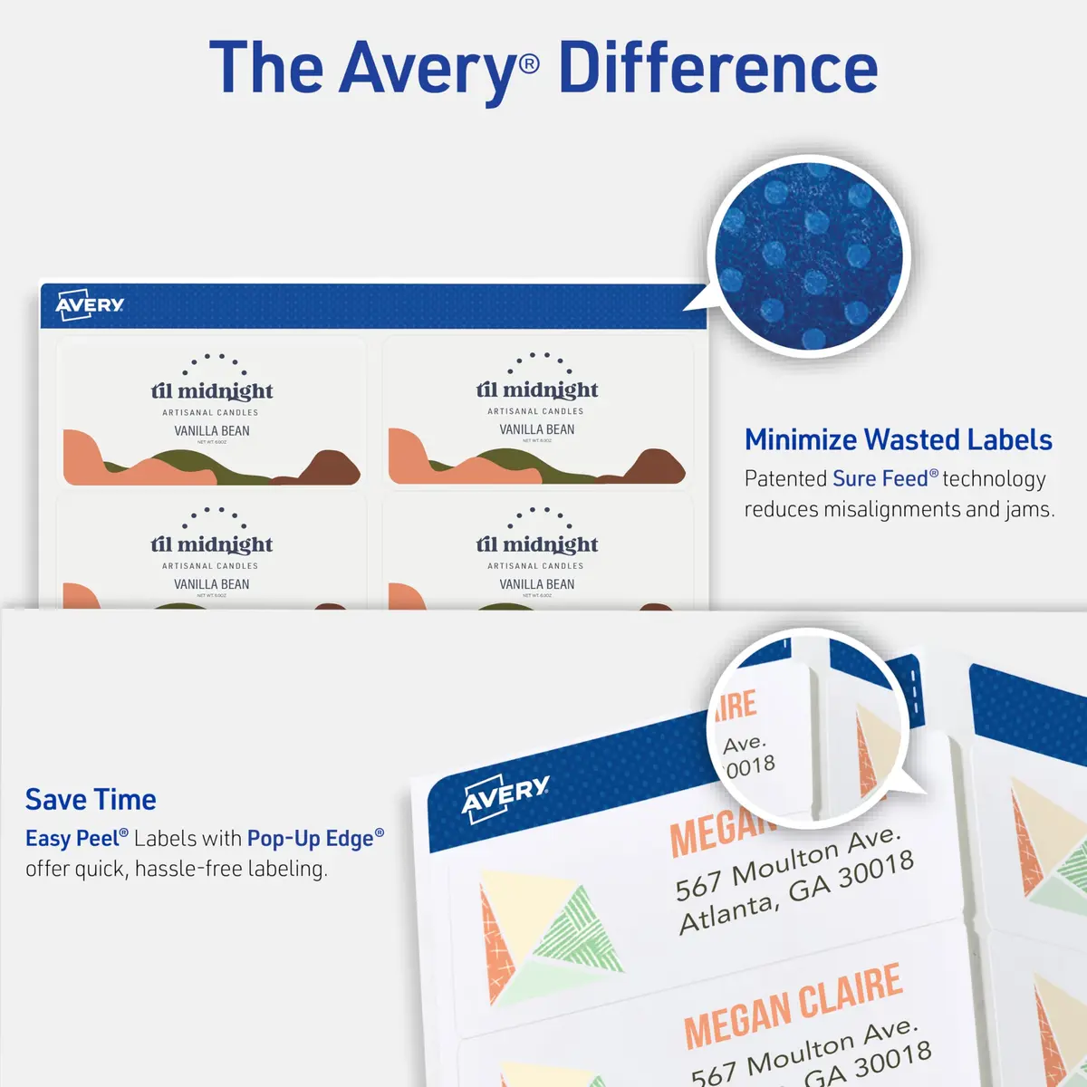 Avery Printable Shipping Labels with Sure Feed 2" x 4" | Matte Clear Customizable Stickers for Mailing & Shipping - view 3