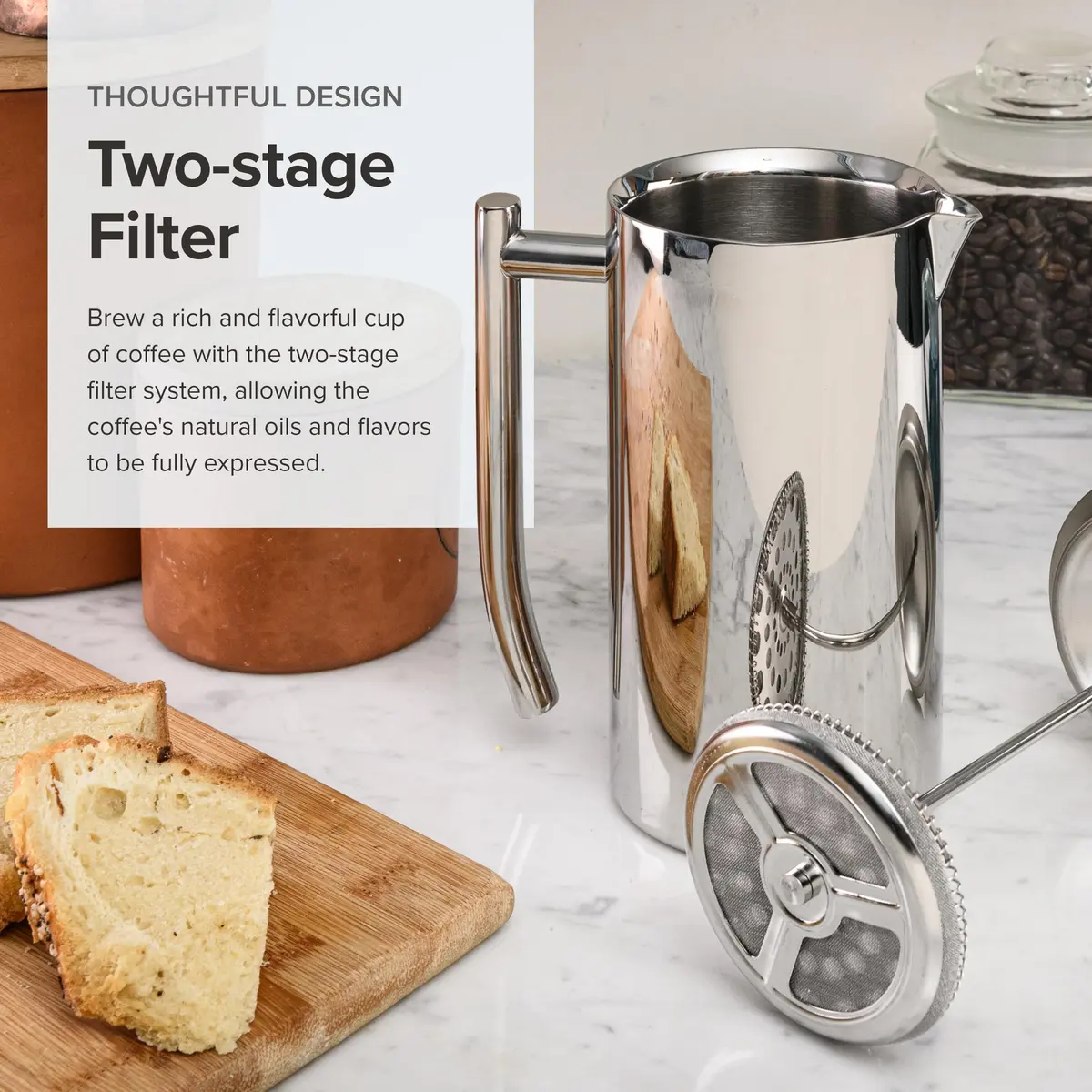 Frieling Double-Walled Stainless-Steel French Press Coffee Maker, 23 oz | Insulated, Durable, Easy to Use - view 3