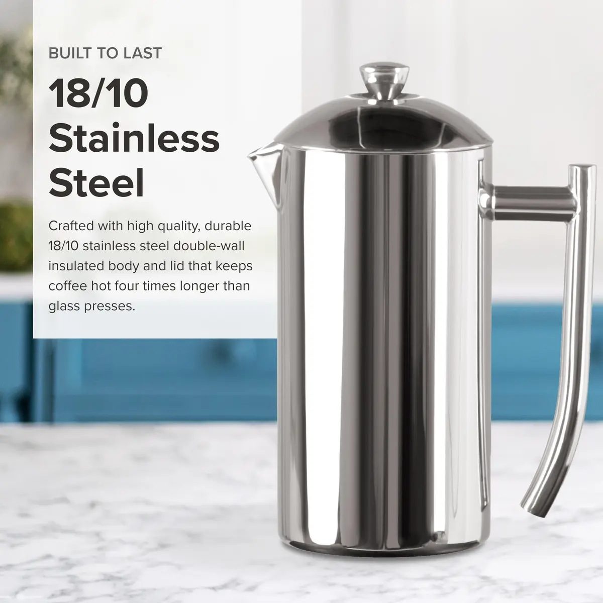 Frieling Double-Walled Stainless-Steel French Press Coffee Maker, 23 oz | Insulated, Durable, Easy to Use - view 4