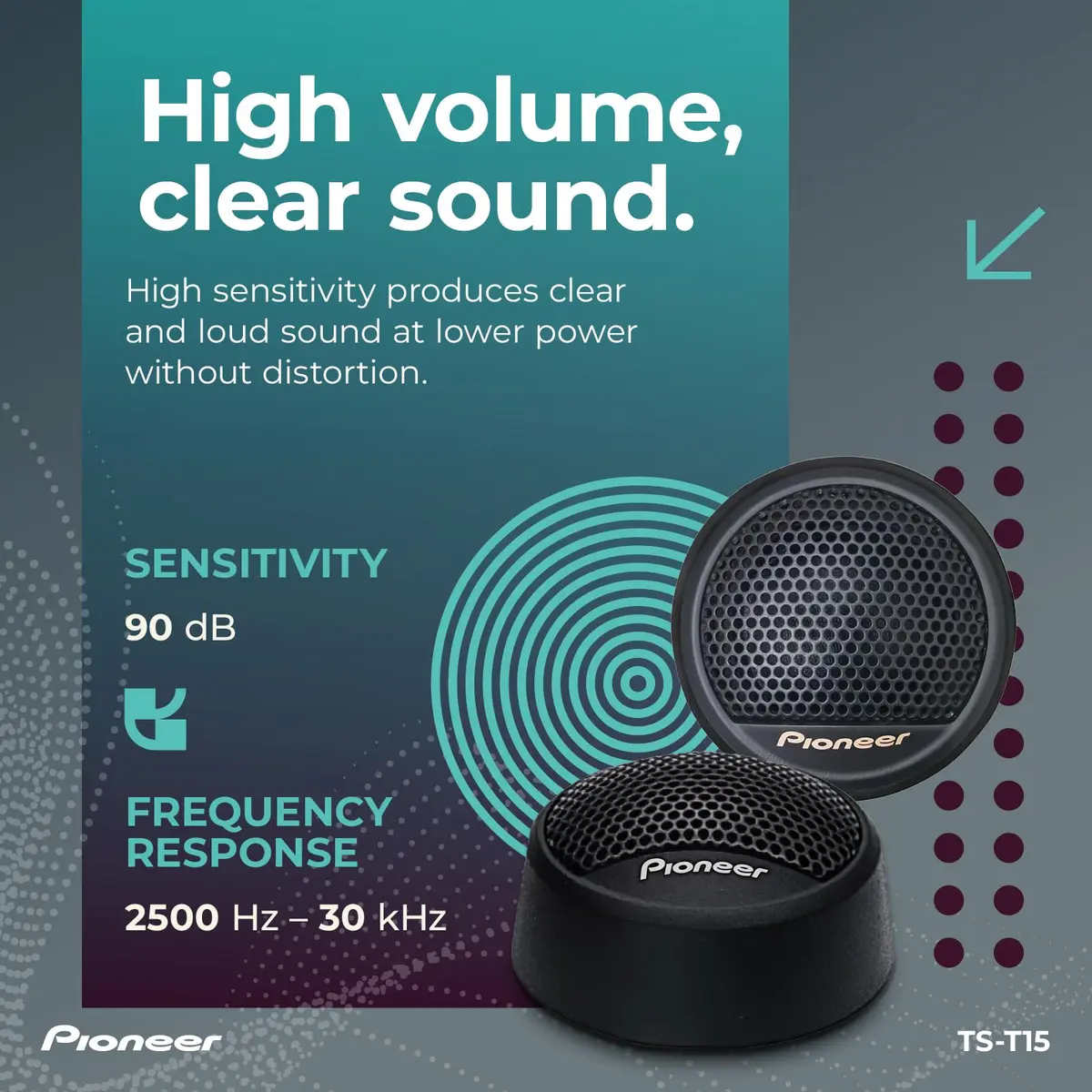 Pioneer TS-T15 3/4" Soft Dome Component Tweeters 120W Max | Clear Highs, Smooth Sound - view 5
