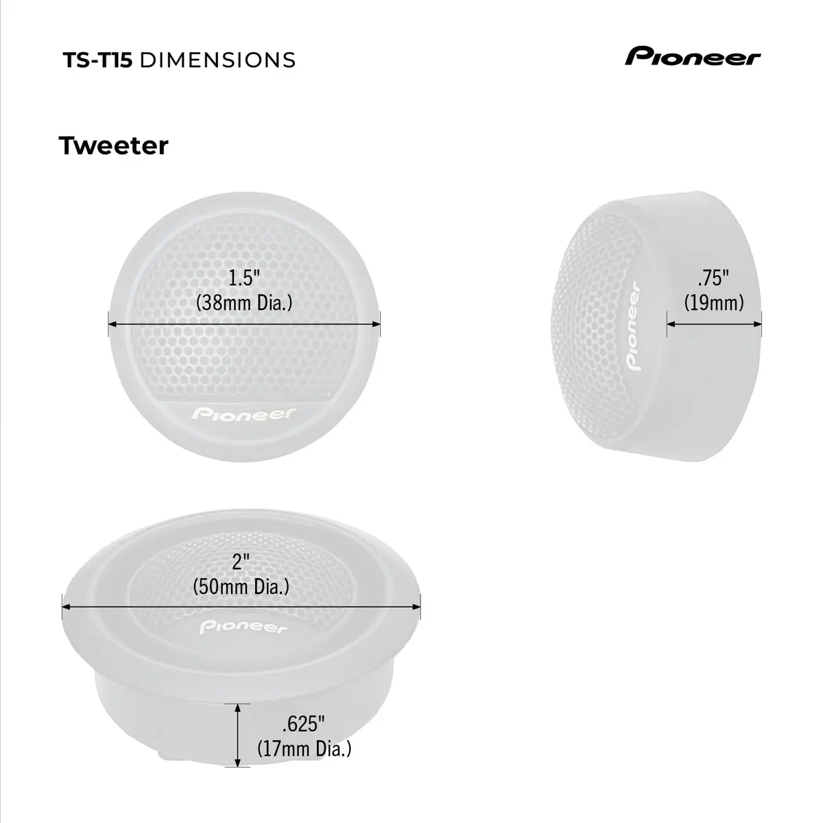 Pioneer TS-T15 3/4" Soft Dome Component Tweeters 120W Max | Clear Highs, Smooth Sound - view 6