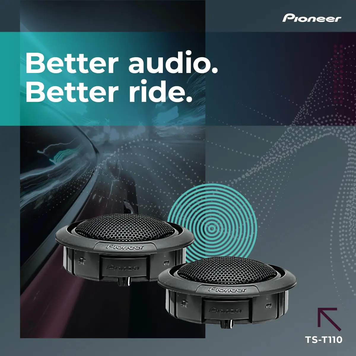 PIONEER TS-T110 7/8" Hard Dome Component Tweeters 120W Max | Clear High-Frequency Detail, Easy Add-On for Clarity, Flush/Surface Mount - view 2