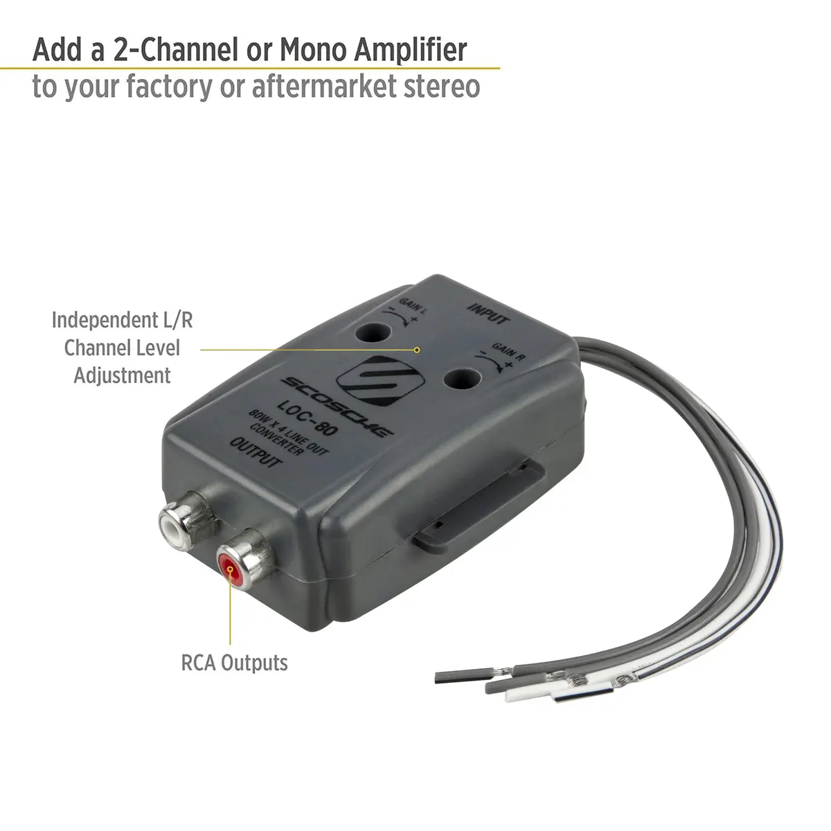Scosche LOC80 Line Output Converter - 2 Channel High/Low RCA Converter Car Audio | Easy Install, Quality Sound - view 2
