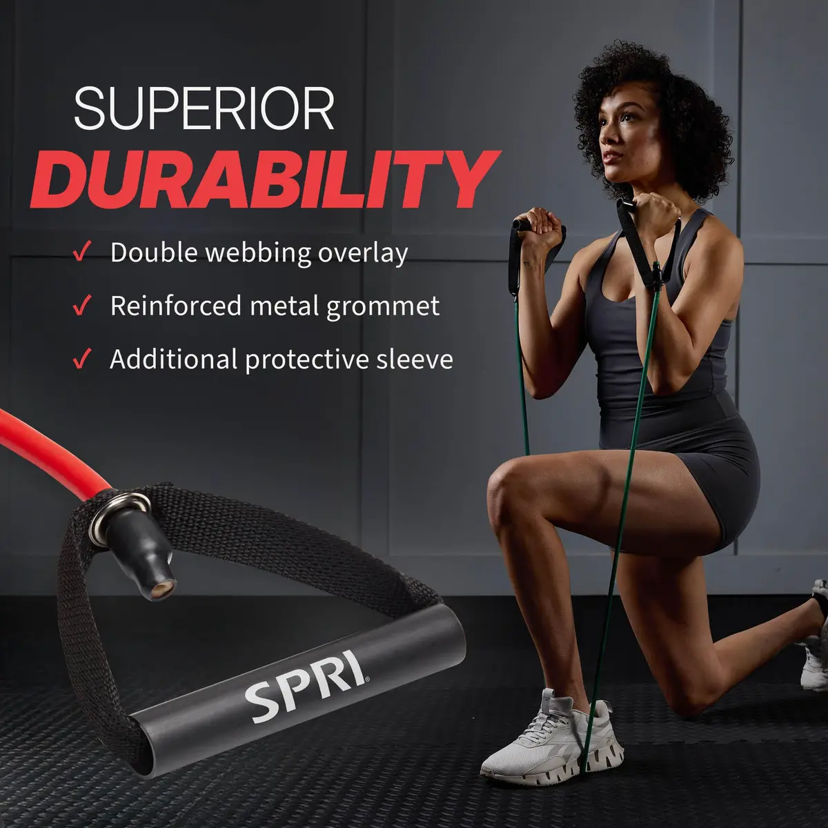 SPRI Xertube Resistance Band with Handles Medium - Red | Durable Rubber, Portable & Versatile for Total-Body Fitness - view 6