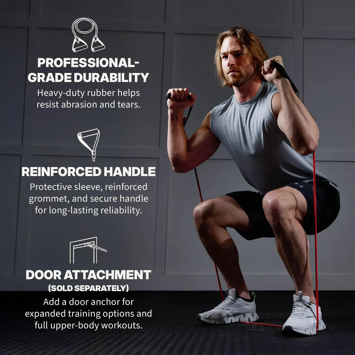SPRI Xertube Resistance Band with Handles Medium - Red | Durable Rubber, Portable & Versatile for Total-Body Fitness - view 3