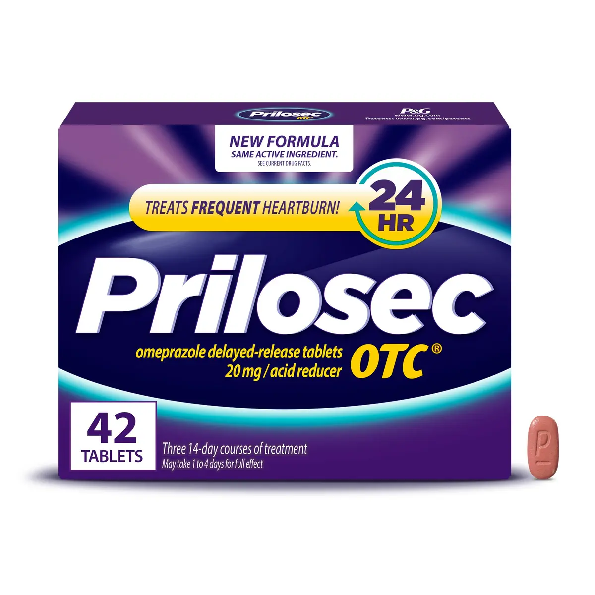 Prilosec OTC Omeprazole 20mg Tablets | 24-Hour Heartburn Relief for Adults - main product image