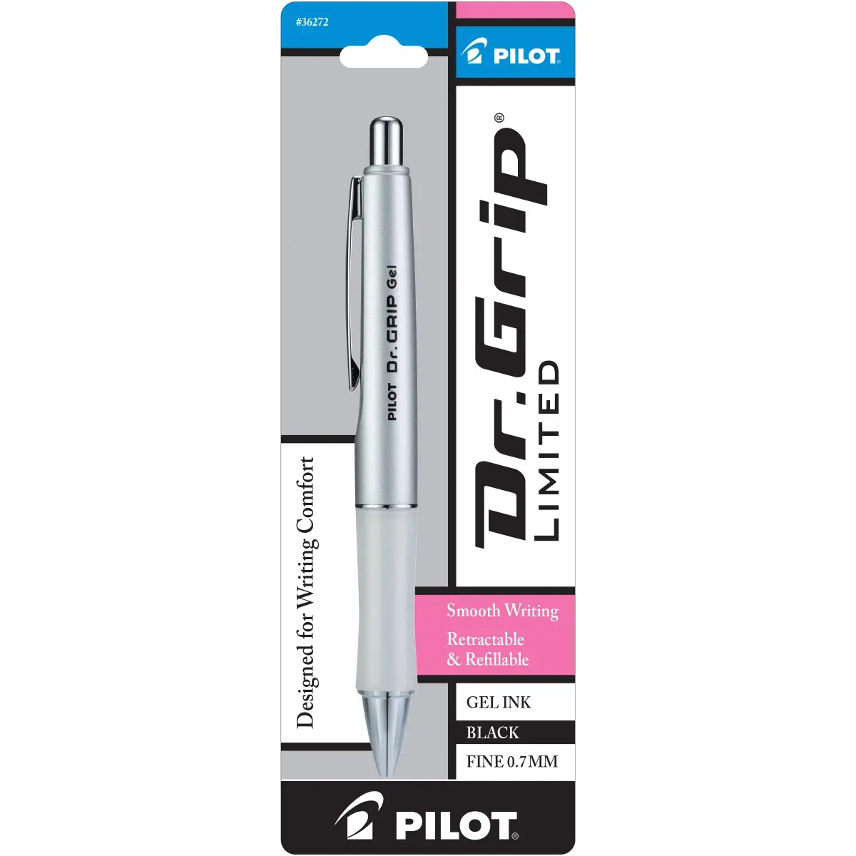 PILOT Dr. Grip Limited Gel Pen, Black Ink, Fine Point 0.7mm | Ergonomic Writing Instrument - main product image