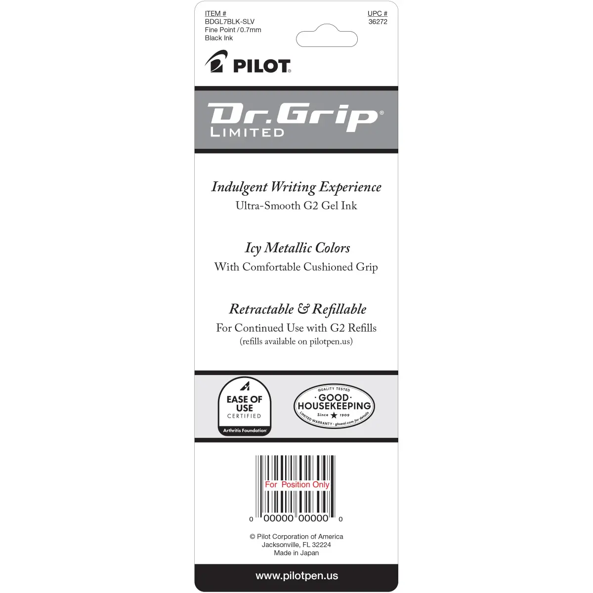 PILOT Dr. Grip Limited Gel Pen, Black Ink, Fine Point 0.7mm | Ergonomic Writing Instrument - view 2