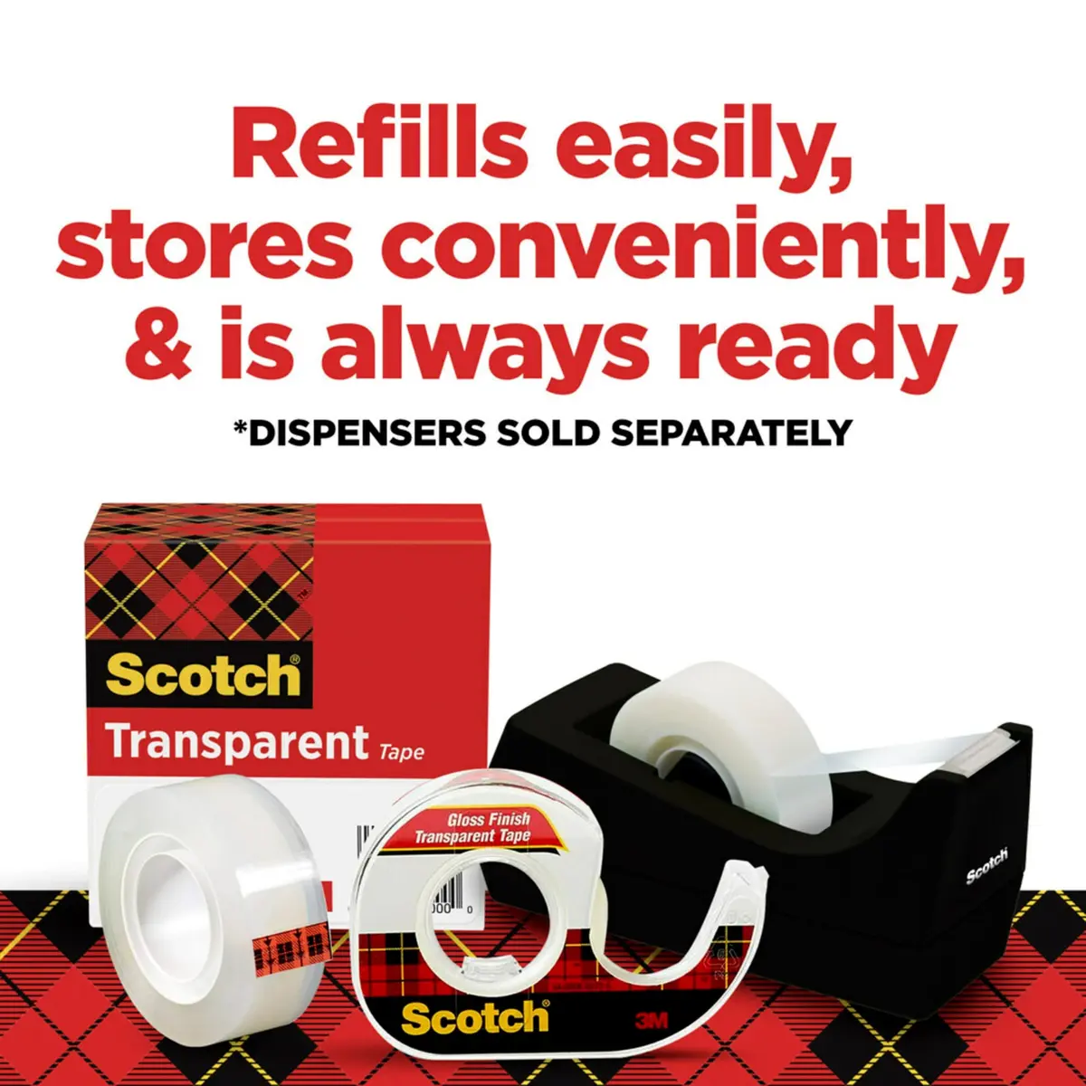Scotch Transparent Tape 3/4 in x 1000 in Rolls | 6 Boxes, Clear Adhesive Tape for Office and Home Use - view 7