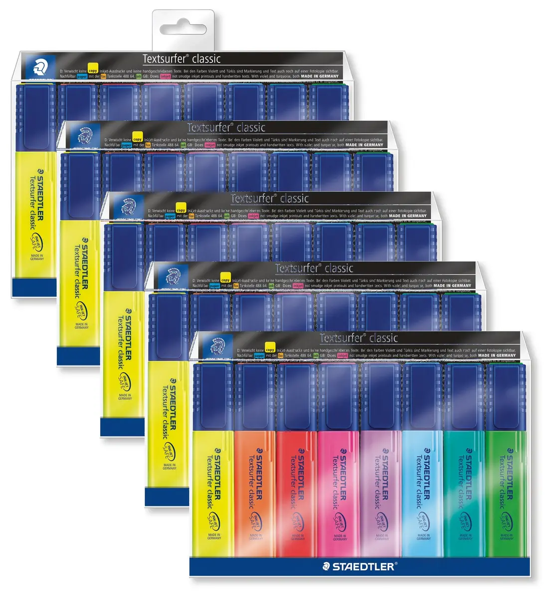 STAEDTLER Textsurfer Classic Highlighter, Chisel Tip, Assorted Colors | Long-Lasting Pigment Ink - main product image