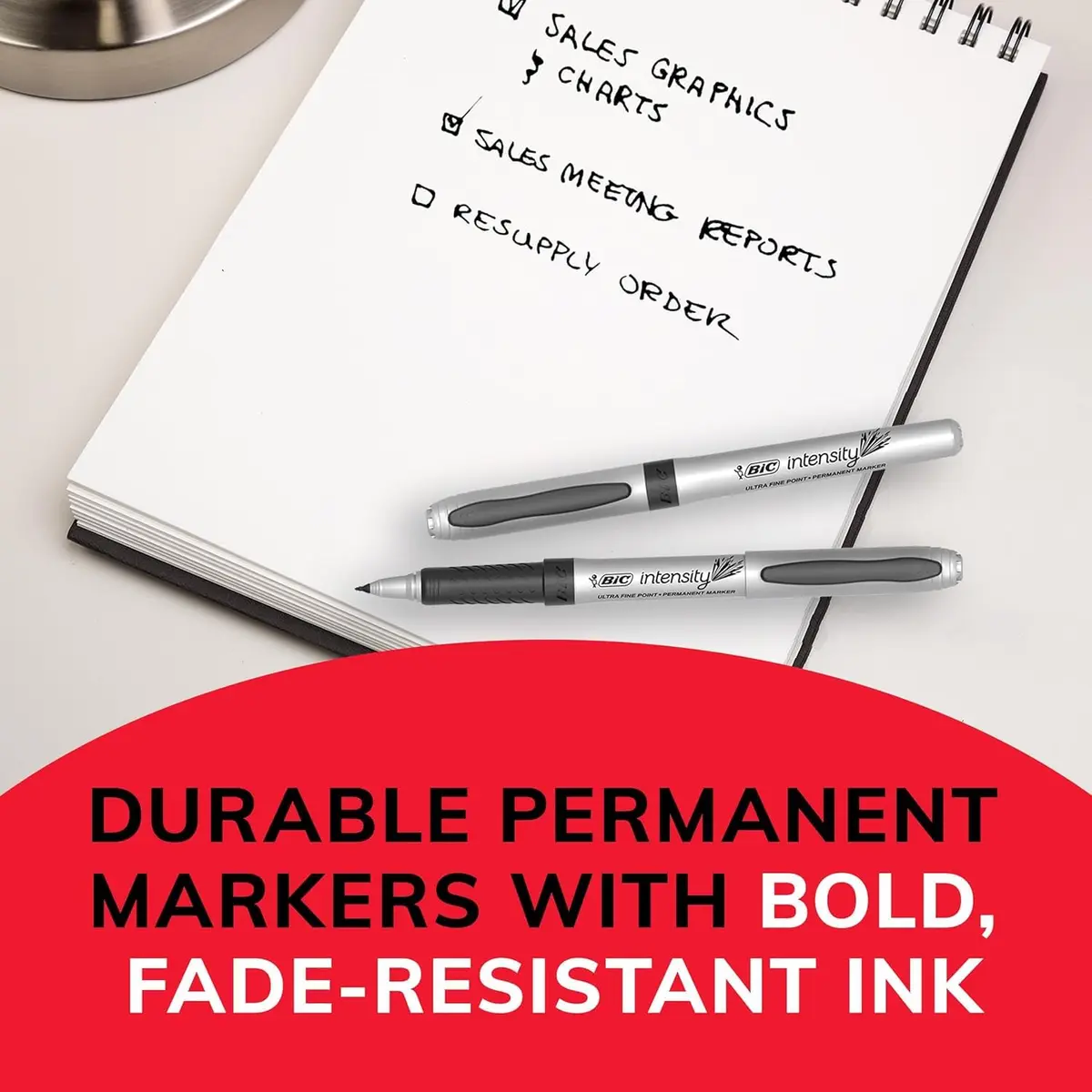 BIC Intensity Permanent Markers Ultra Fine Point 12 Pack | Precise, Long-Lasting Black Markers for Art & Office - view 6