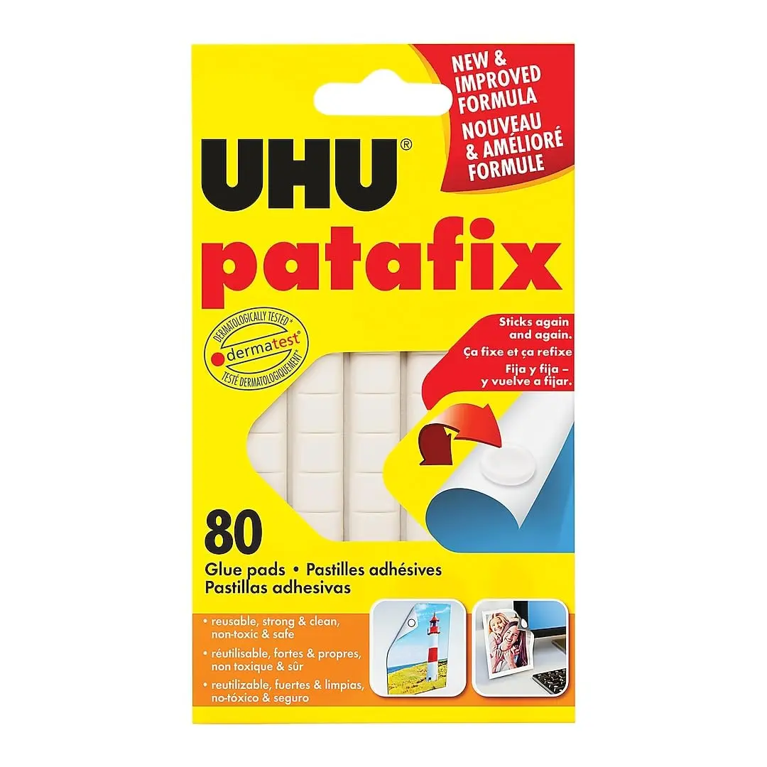UHU Tac Removable & Reusable Glue Pads for Fast & Clean Mounting, 80 Tac Pads, White | Repositionable Adhesive for Paper & Small Objects - main product image