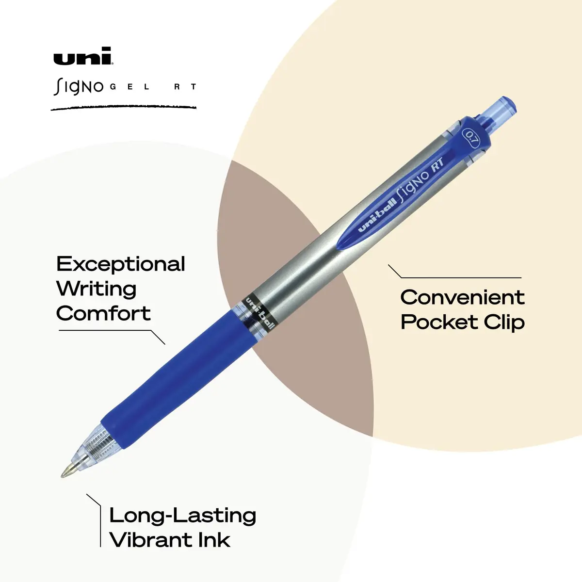 Uni-Ball Signo RT Gel Pens 12 Pack | Medium 0.7mm, Blue, Smooth Ink - view 5