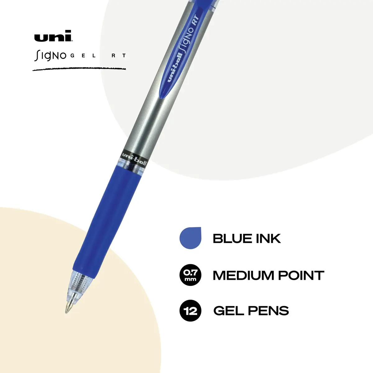 Uni-Ball Signo RT Gel Pens 12 Pack | Medium 0.7mm, Blue, Smooth Ink - view 3